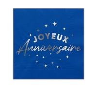 SV SURPRISEZ-VOUS - 24 SERVIETTES PAPIER ANNIVERSAIRE 33CM BLEU