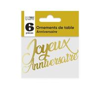 SV SURPRISEZ-VOUS - 6 DÉCOS DE Table Joyeux Anniversaire MÉTAL - Or