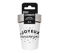 SV SURPRISEZ-VOUS - 6 GOBELETS Carton Anniversaire 25CL Blanc