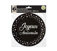 SV SURPRISEZ-VOUS - 8 ASSIETTES ANNIVERSAIRE BIODÉGRADABLES 23CM NOIR