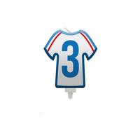 bougie chiffre 3 maillot france football 8cm - générique 008bbc3 Blanc