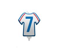 bougie chiffre 7 maillot france football 8cm - générique 008bbc7 Blanc