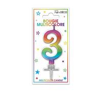 bougie métallique multicolore chiffre 3 - surprisez vous bmcm03 Multicolore