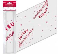 SV SURPRISEZ-VOUS - Chemin DE Table INTISSÉ Anniversaire 5M Rouge