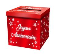 SV SURPRISEZ-VOUS - URNE Carton CAGNOTTE Anniversaire 20CM Rouge