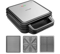 SV3080 Machine à croque-monsieur avec plaques d'échange Family 3 en 1 1200 W Gris Noir