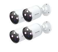 SV3C Lot de 4 caméras de surveillance extérieures 2K - Caméra de surveillance extérieure avec vision nocturne en couleur - Détection de mouvement - Audio bidirectionnel - Compatible avec Alexa, Cloud