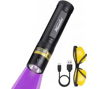 Sv77 10 W Uv Led Torch 395nm Rechargeable Black Light Urine Detector For Resin,Fluoresceine,Minerals,Fishing With Uv Protection Glasses,Built-In Battery