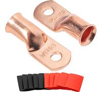 SVAAR Lot de 10 cosses de câble 1/0 AWG-6,35 mm pour câble de batterie, connecteur de câble à sertir, œillets en cuivre, calibre 0 UL, cosse de batterie robuste avec gaine thermorétractable 3:1