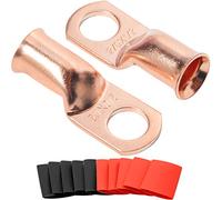 SVAAR Lot de 10 cosses de câble 2/0 AWG-1/2" pour câble de batterie, connecteur à œillets en cuivre, calibre 00 UL, cosse de batterie robuste avec gaine thermorétractable 3:1
