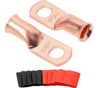 SVAAR Lot de 10 cosses de câble à 4 anneaux AWG-5/16" pour câble de batterie, connecteurs à œillets en cuivre, connecteur de terminal de calibre 4 avec tube thermorétractable 3:1