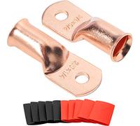 SVAAR Lot de 10 cosses de câble de batterie 2/0 AWG-0,6 cm avec œillet en cuivre, connecteur de terminal de calibre 00, cornes de batterie résistantes avec tube thermorétractable 3:1