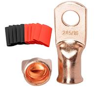 SVAAR Lot de 10 cosses de câble de batterie à 2 anneaux AWG-5/16" - Connecteurs de câble de batterie - Œillets en cuivre - Calibre 2 - Cosses de batterie robustes avec gaine thermorétractable 3:1