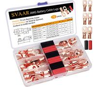 SVAAR Lot de 72 cosses de câble en cuivre conformes aux normes UL AWG 2, calibre 4, calibre 6 avec goujon de 0,5 cm ou 0,9 cm - Extrémités de câble tubulaires à anneau avec gaine thermorétractable