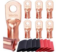 SVAAR Lot de 8 cosses de câble en cuivre nu de 3/0 AWG-9,5 mm - Connecteurs de câble de batterie à sertir - Connecteurs à œillets en cuivre - Connecteur de terminal certifié UL - Robuste - Avec tube thermorétractable
