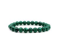 Svadia Super cristal de malachite | Magnifique bijou minéral vert vif | Naturel et certifié | Bracelet élastique unisexe en cristal de malachite, 16 cm, perles de 8 mm | Effet positif