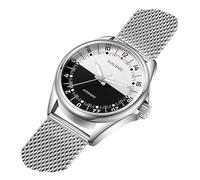 Svalbard Horizon GH46 Automatique Acier Noir Argent Pilot 24H Montre Homme