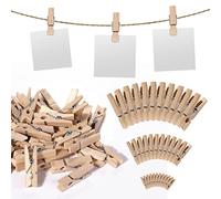 Svalor Lot de 150 mini pinces en bois, 2,5/3/3,5 cm, petites pinces à linge en bois, pinces décoratives, petites pinces en bois pour photos, collages, cartes postales, cadeaux (trois tailles)