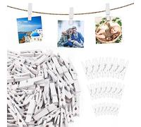 Svalor Lot de 150 mini pinces en bois blanches 2,5/3/3,5 cm, mini pinces à linge en bois, pinces décoratives, petites pinces en bois pour photos, collages, cartes postales, cadeaux (trois tailles)