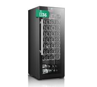SVAN Cave à Vin 36 Bouteilles Noir, SVN3600S. Cyclique, 41 dB Niveau Sonore, Zone Température Unique, Affichage Digital, Lumière LED Intérieure, Porte Verre, Porte Sens Unique