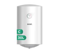 Svan Chauffe-eau électrique vertical 30 litres ST3001S. Installation verticale, 1500W, inclut un kit de montage, résistance en acier inoxydable, blanc d’efficacité énergétique