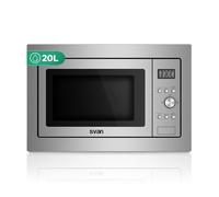 Svan Micro-ondes 20 litres avec Grill Inox SMWI2701DGX. 700W, 1000W grille, 8 programmes, mode dégivrage, revêtement intérieur, nettoyage facile, minuterie de 95 minutes.