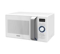 Svan Micro-ondes 20 Litres avec Grill Pose Libre, Blanc SVMW820CB. 800W, 5 Programmes, Contrôle Électronique LED, Mode Décongélation, Revêtement Intérieur Facile Nettoyage, Minuterie 95min