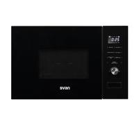 Svan Micro-ondes 20 Litres Grill Encastrable, Verre noir SMWI2800DGN. 800W, Grill, 5 Programmes, Commande Électronique, Mode Décongélation, Intérieur Inox, Facile Nettoyage, Minuterie 95min