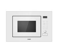 Svan Micro-ondes 20 Litres Grill Intégrable, Blanc SMWI2800DGB. 800W, 5 Programmes, Contrôle Électronique, Mode Décongélation, Revêtement Émaillé, Facile à Nettoyer, Minuterie 95min
