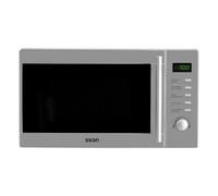 Svan Micro-ondes 20 Litres Grill Pose libre, Inox SMW2700DGX. 700W, Grill, 5 Programmes, Commande Électronique LED, Mode Décongélation, Intérieur Émaillé, Nettoyage Facile, Minuterie 35min