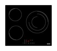 Svan Plaque à induction en verre noir, OI36B00. 3 zones de cuisson, 6200 W, 9 niveaux de cuisson, contrôle tactile, booster augmentant de puissance, verrouillage de sécurité, minuterie