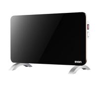 Svan Radiateur Plat Basse Consommation, SVCA10CN. Radiateur Électrique, 2 Niveaux de Fonctionnement, 1 Élément Chauffant, 1000 W, Thermostat Manuel, Support avec Pieds, Verre Noir, 20 m2