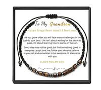 Svana - Bracelet « To My Son/Grandson » de la part de maman/grand-mère, avec carte de message chaleureuse, bracelet en morse pour femme et homme - Bracelet tressé extensible et inspirant - Cadeau de