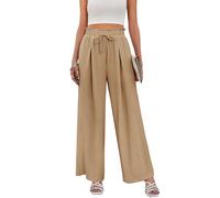 Svanco Pantalon Fluide Femme Été, Taille Haute Élastique, Chic Et Elegant, Pantalon Palazzo À Jambes Larges avec Poches
