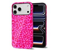 Svanove Coque de téléphone imprimé guépard pour iPhone 17 Pro Max - Coque de téléphone pour femme - Motif esthétique Y2k - Motif léopard mignon - Pour femme - Rose vif