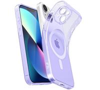 Svanove Coque magnétique transparente pour iPhone 13, compatible avec MagSafe, fine et transparente, pour femmes et filles, en caoutchouc de silicone souple avec protection d'appareil photo, violet