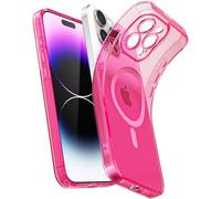 Svanove Coque magnétique transparente pour iPhone 14 Pro Max, compatible avec MagSafe, fine et transparente, pour femmes et filles, jolie coque en silicone fluorescent vif avec protection d'appareil