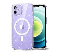 Svanove Coque transparente à paillettes compatible avec Magsafe, coque transparente à paillettes pour iPhone 12 Mini - Coque magnétique fine et élégante en caoutchouc brillant pour femmes et filles