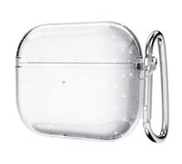 Svanove Coque transparente à paillettes pour Airpods 3, étui pour Airpods 3e génération avec porte-clés, coque rigide Y2K tendance, esthétique et brillante pour femmes et filles, transparent