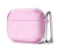 Svanove Coque transparente à paillettes pour Airpods 4, coque rigide Y2K tendance et brillante pour Airpods 4e génération avec porte-clés, coque rigide tendance et esthétique pour femmes et filles,