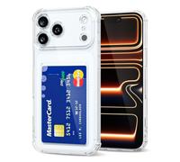 Svanove Étui portefeuille pour iPhone 17 Pro avec porte-cartes - Coque rigide fine et fine en caoutchouc de silicone transparent pour appareil photo - Pour homme et femme - Transparent