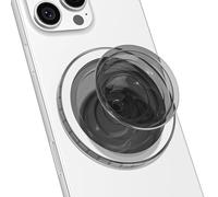 Svanove Poignée magnétique pour téléphone portable compatible avec Magsafe - Support de téléphone transparent télescopique et pliable pour iPhone et Samsung - En silicone souple brillant - Noir