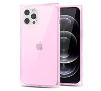 Svanove pour iPhone 12/12 Pro Coque Carrée Transparente, Transparent Rectangulaire Carré Coque de Téléphone Protecteur d’Appareil Photo, Transparent Mince Silicone Antichoc Coque Souple, Rose Clair