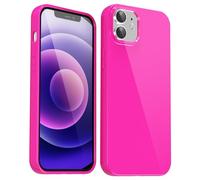 Svanove pour iPhone 12 Mini Coque Silicone, Mince Étui Pure Color Smooth Rubber Gel Original, Souple TPU Étui Slim Antichoc Protection Cover, Rose Vif