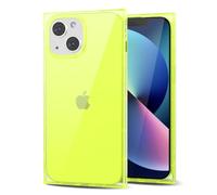 Svanove pour iPhone 13 Coque Carrée Transparente, Transparent Rectangulaire Carré Coque de Téléphone Protecteur d’Appareil Photo, Transparent Mince Silicone Antichoc Coque Souple, Jaune Fluo