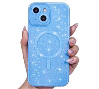Svanove pour iPhone 13 Mini Coque Compatible avec MagSafe, Magnétique Etui Protection Caméra, Glitter Souple TPU Brillant Étui Antichoc Anti-Rayures Housse pour Femmes et Filles, Blu Pallido