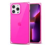Svanove pour iPhone 13 Pro Coque Carrée Transparente, Transparent Rectangulaire Carré Coque de Téléphone Protecteur d’Appareil Photo, Transparent Mince Silicone Antichoc Coque Souple, Rose Vif