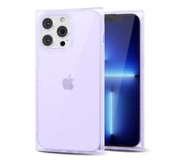 Svanove pour iPhone 13 Pro Max Coque Carrée Transparente, Transparent Rectangulaire Carré Coque de Téléphone Protecteur d’appareil Photo, Transparent Mince Silicone Antichoc Coque Souple, Violet Clair