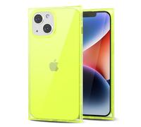 Svanove Coque transparente pour iPhone 14 Plus - Bord rectangulaire - Transparente - Esthétique - Tendance - Coque de téléphone en caoutchouc de silicone fluo pour femme - Fine et fine en TPU - Vert