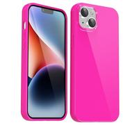 Svanove pour iPhone 14 Plus Coque Silicone, Mince Étui Pure Color Smooth Rubber Gel Original, Souple TPU Étui Slim Antichoc Protection Cover, Rose Vif